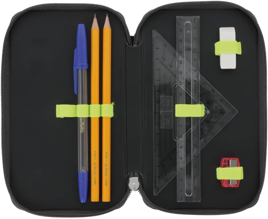 Herlitz® School Bag with Two Compartments Foldable with 23-Piece Equipment, Accessory Organizer, School Supplies | Children's Set | Zip | Youth | Boy | Wild Life, Multicoloured,, Multicolour, Double