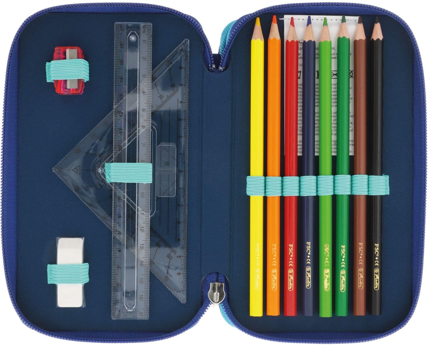 Herlitz TriCase 31-Piece Dip Dye Blue/Turquoise, blue