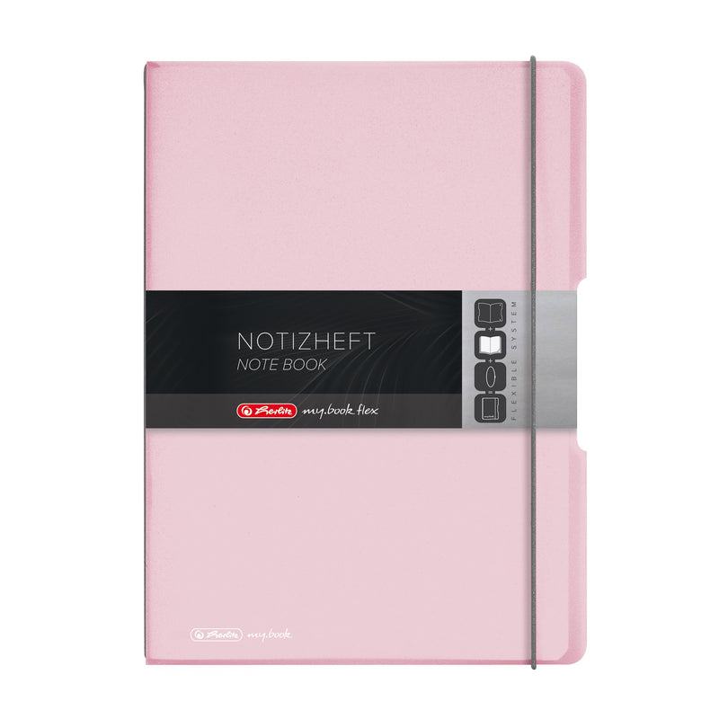 Herlitz My. Book Flex Notebook A4 Polypropylene with Removable Cover with Elasticated Band Fastener 2 x 40 Sheets Rosé-Transparent