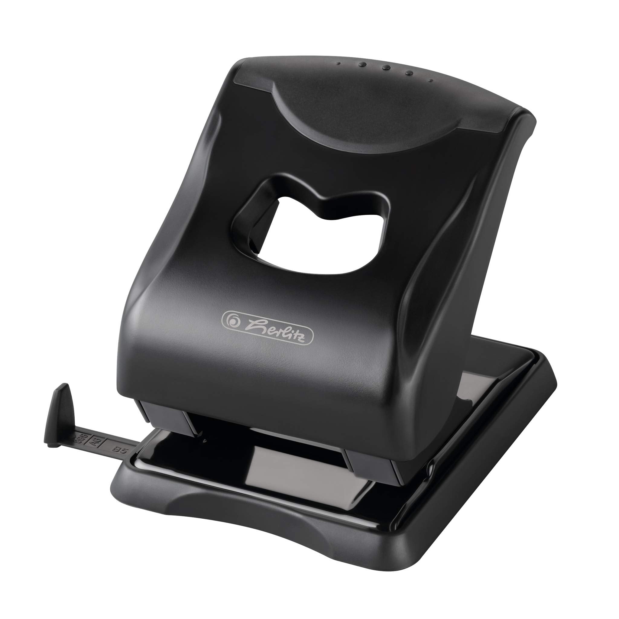 Herlitz 50025428 File Punch 4 mm with Stop Rail Black