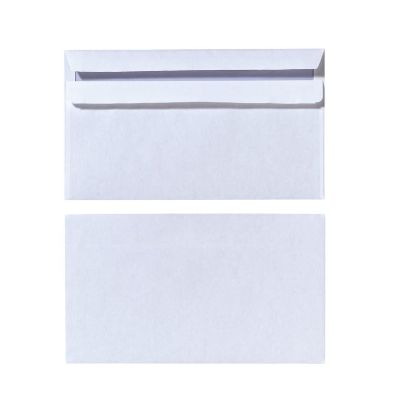Herlitz DIN Long Format envelopes, Peel and Seal with Window, Pack of 100 with Inner Print in Sealed foil Packaging, White Without Window dl White
