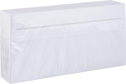 Herlitz DIN Long Format envelopes, Peel and Seal with Window, Pack of 100 with Inner Print in Sealed foil Packaging, White Without Window dl White