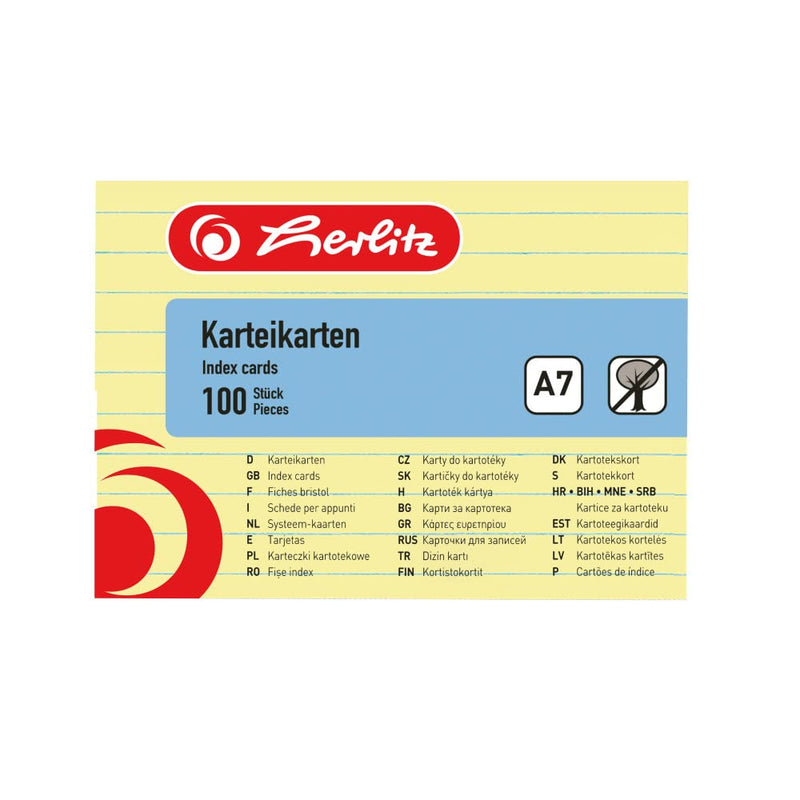 Herlitz A7 Index Cards - Yellow A7 yellow