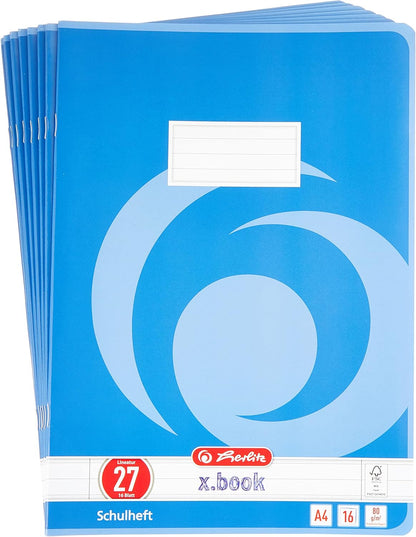 notepads A4 Squared, 16 Sheets, line Style, FSC Mixed Wood, Pack of 10 with Motif A4, Lineation 27 10er Packung