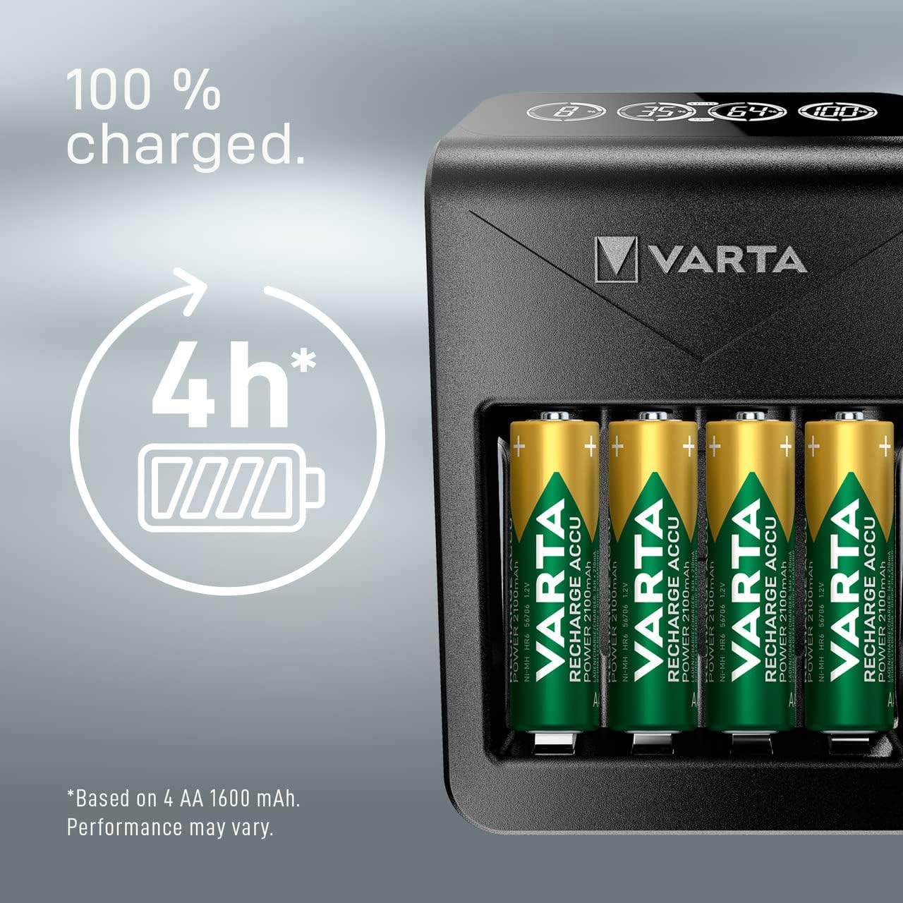 Varta Ladegerat LCD Plug Charger+ inkl. 4x AA 2100