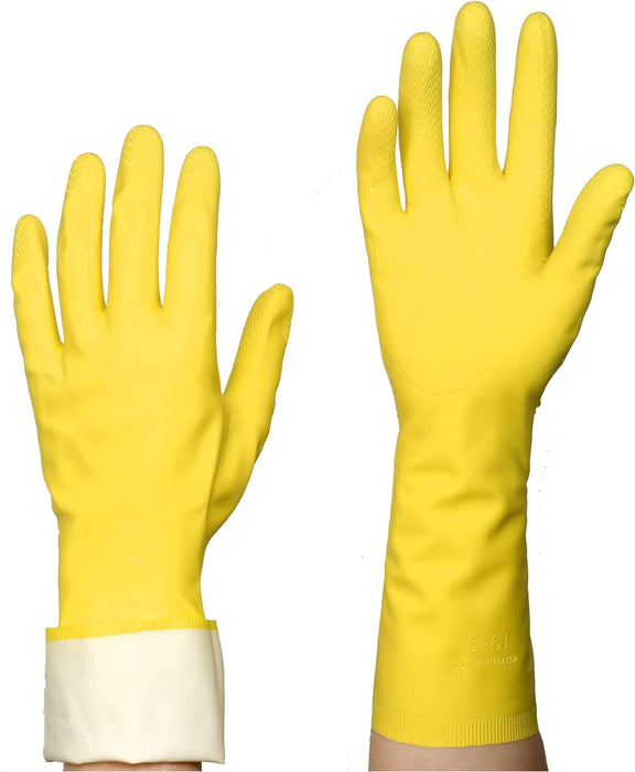 Spontex Hausputz Handschuhe, für alle Putz- und Pflegearbeiten im Haushalt, griffig und robust, innen mit Baumwollbeflockung, Größe L (10 x 1 Paar), Gelb L Hausputz