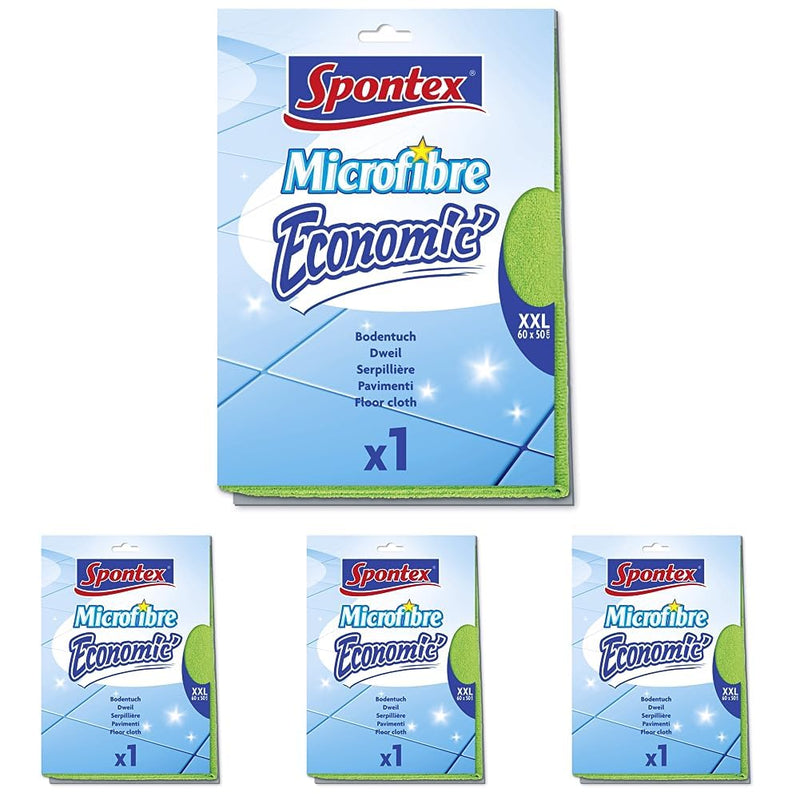 Spontex Microfibre Economic Bodentuch, 4er Pack – XXL Mikrofaser-Bodentuch 60x50 cm (4er Pack) Economic Bodentuch