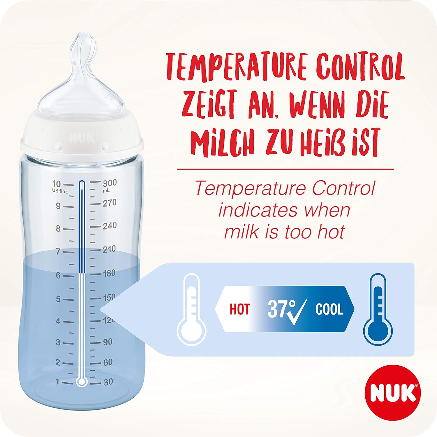 NUK Disney Winnie The Pooh First Choice + Baby Bottle Starter Set 4 Anti-Colic Baby Bottles (2 x 150 ml & 2 x 300 ml) Temperature Control Display Silicone Teat Bottle Box BPA