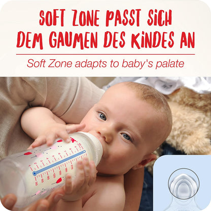 NUK Disney Winnie The Pooh First Choice + Baby Bottle Starter Set 4 Anti-Colic Baby Bottles (2 x 150 ml & 2 x 300 ml) Temperature Control Display Silicone Teat Bottle Box BPA