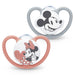 NUK Space Schnuller | 6-18 Monate | Schnuller mit extra Belüftung | BPA-freies Silikon | Disney Mickey Maus | grau und rosa | 2 Stück 6-18m Standard Minnie Maus