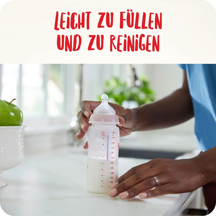 NUK First Choice+ Babyflaschen Starter Set | 0–6 Monate | 4 Flaschen mit Temperature Control & Flaschenbox | Anti-Colic Air System | BPA-frei | 5-teilig | Disney Mickey und Minnie Maus Mickey Mouse 2 (Rot) Single