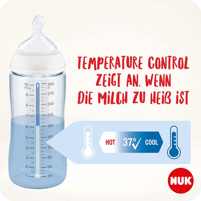 NUK First Choice+ Babyflaschen Starter Set | 0–6 Monate | 4 Flaschen mit Temperature Control & Flaschenbox | Anti-Colic Air System | BPA-frei | 5-teilig | Disney Mickey und Minnie Maus Mickey Mouse 2 (Rot) Single