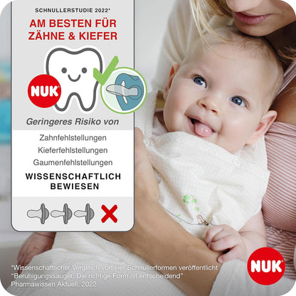 NUK Space Schnuller | 6-18 Monate | Schnuller mit extra Belüftung | BPA-freies Silikon | Disney Mickey Maus | grau und weiß | 2 Stück 6-18m Standard Mickey Maus