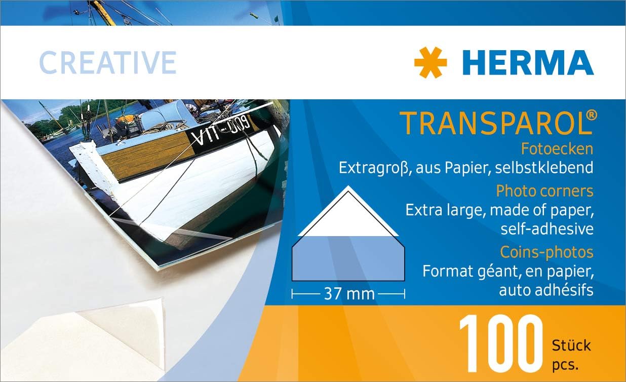 Transparol photo corners, extra large 100 pcs. double strips & Photo Stickers, 12mm x 17mm, 1000pcs