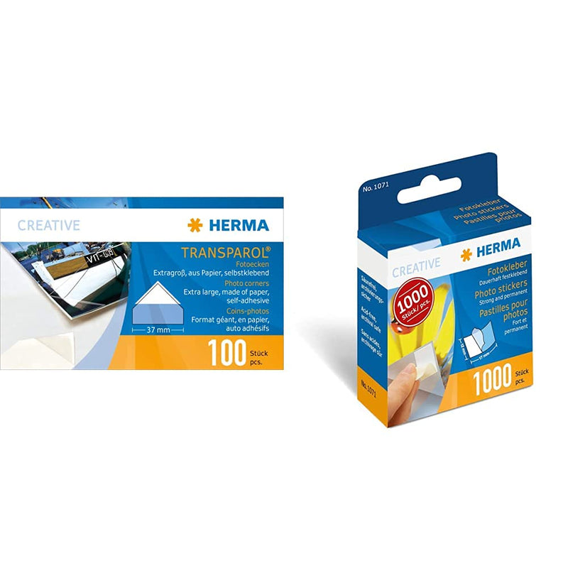Transparol photo corners, extra large 100 pcs. double strips & Photo Stickers, 12mm x 17mm, 1000pcs