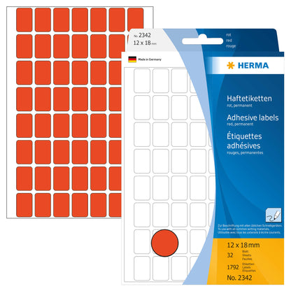 HERMA 2342 Multi-purpose labels 12x18 mm red paper matt hand inscription 1792 pcs. Red 12 x 18mm Large Pack
