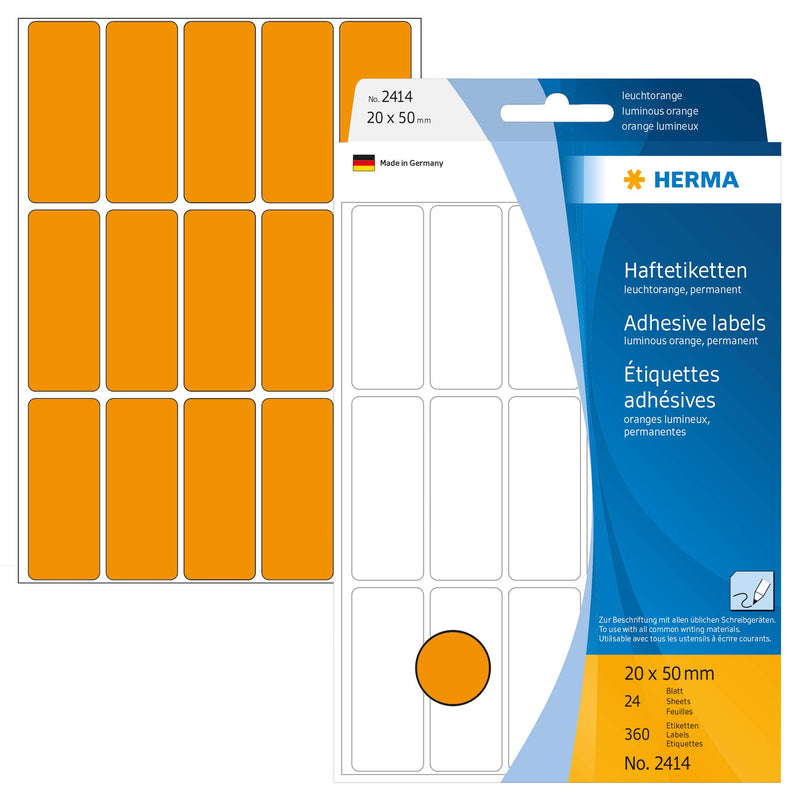 HERMA Vielzwecketik. leuchtorange 20x50 mm Papier