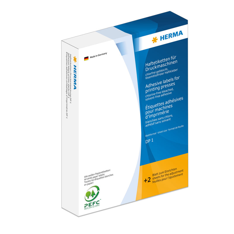 Herma 16 x 22 mm DP1 Paper Matt Labels - White (Pack of 10000) Sheet size: 168 x 120 mm (DP1) 22 x 16 mm white