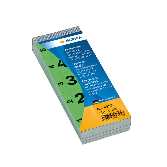 Herma 28 x 56 mm Self Adhesive Number Blocks - Green (Pack of 500)
