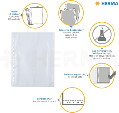HERMA Fotosichthullen 200 x 300 mm hoch weiB 10 Hu