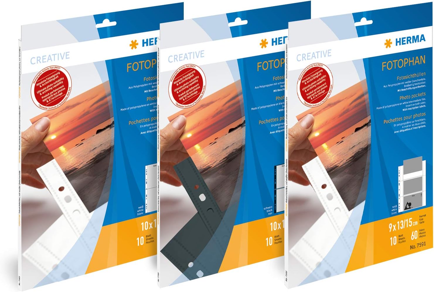 HERMA Photo Pockets for Ring Binder Albums, Acid Free, 10 x 15 cm / 4 x 6 inch Portrait Format, 40 Pockets, Clear