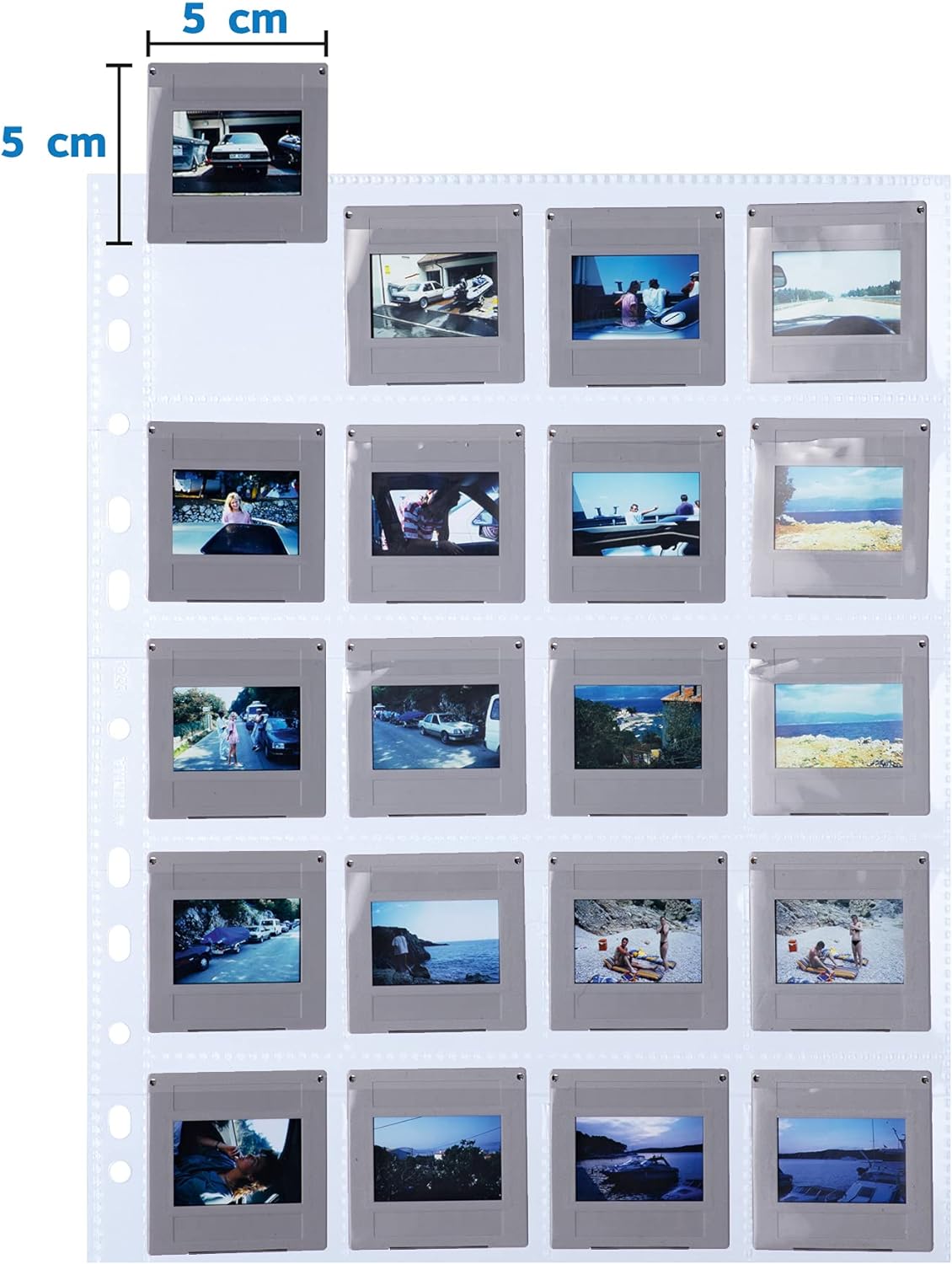 HERMA 7698 Fotophan Slide Sleeves DIN A4 Transparent (5 x 5 cm, 10 Pockets, Film, Clear/Matte) Slide Archiving for Framed Slides with Safety Tab and Euro Holes 10 Hüllen Clear / matt