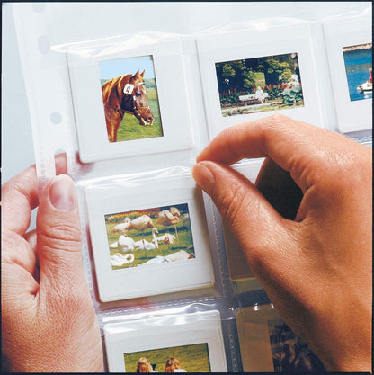HERMA 7698 Fotophan Slide Sleeves DIN A4 Transparent (5 x 5 cm, 10 Pockets, Film, Clear/Matte) Slide Archiving for Framed Slides with Safety Tab and Euro Holes 10 Hüllen Clear / matt