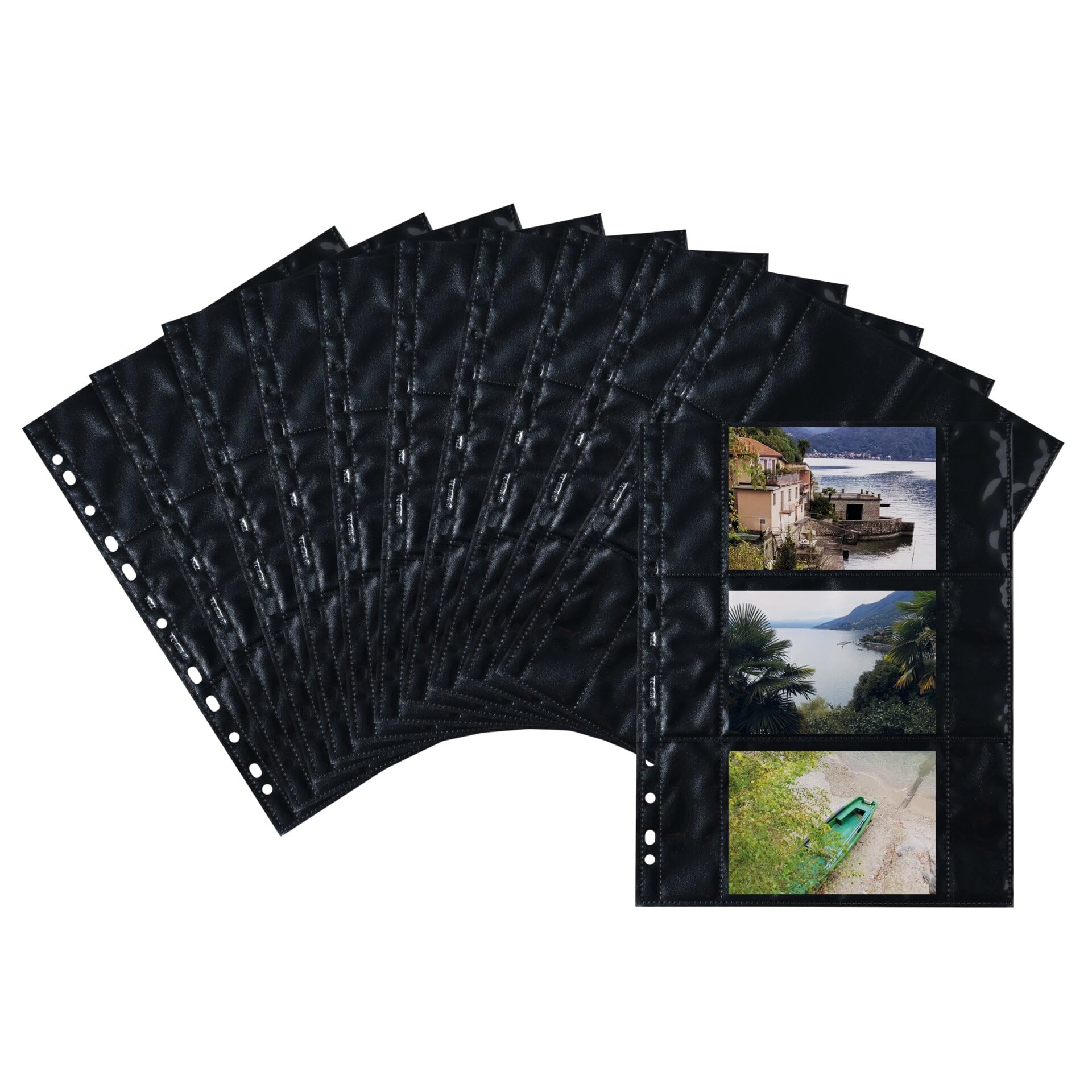 HERMA Photo Pockets for Ring Binder Albums, Acid Free, 13 x 9 cm Landscape Format, 60 Pockets, Black Black 13 x 9 cm 10 Sheets
