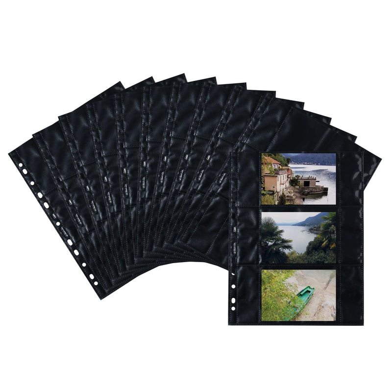 HERMA Photo Pockets for Ring Binder Albums, Acid Free, 13 x 9 cm Landscape Format, 60 Pockets, Black Black 13 x 9 cm 10 Sheets