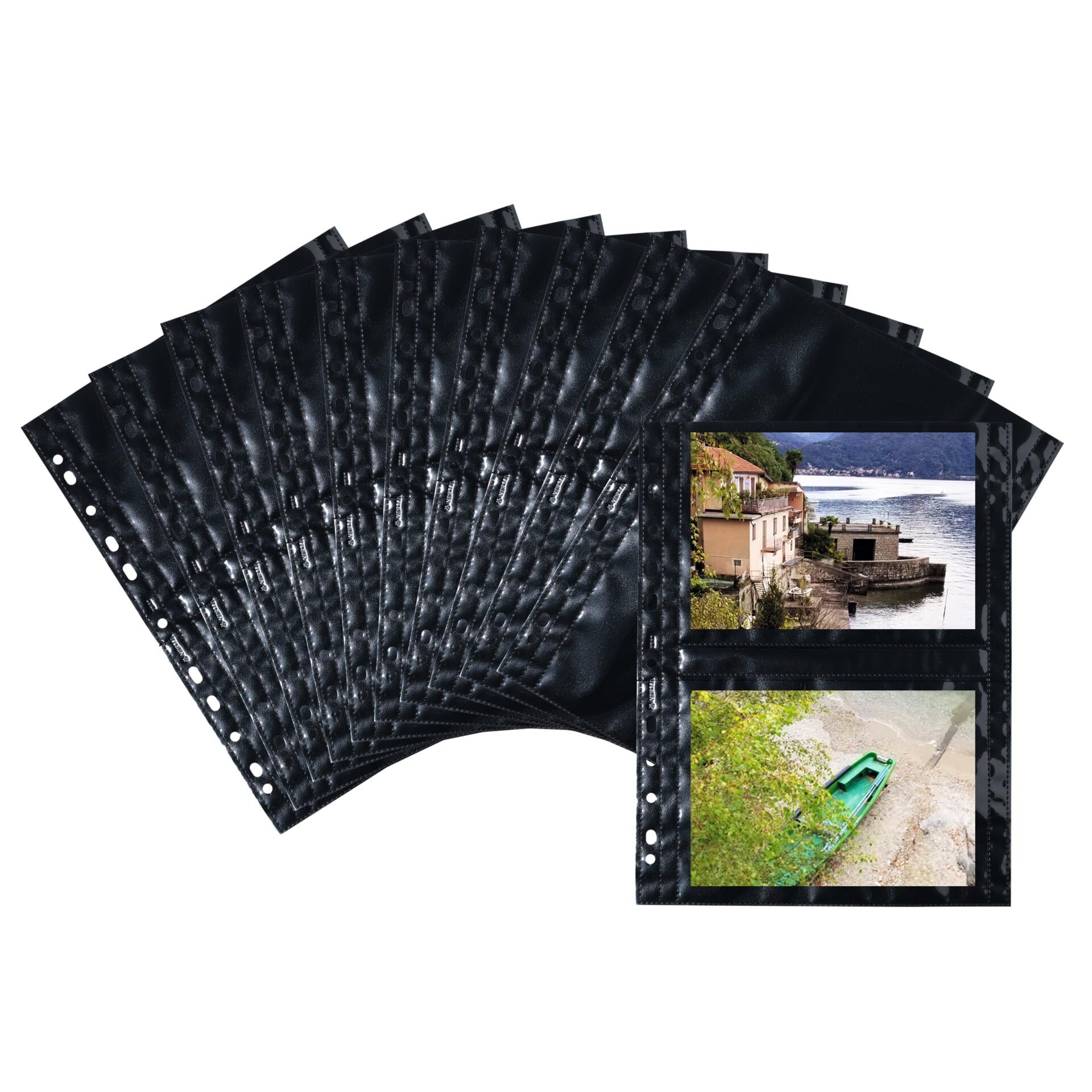 HERMA Photo Pockets for Ring Binder Albums, Acid Free, 18 x 13 cm Landscape Format, 40 Pockets, Black Black 18 x 13 cm 10 Sheets