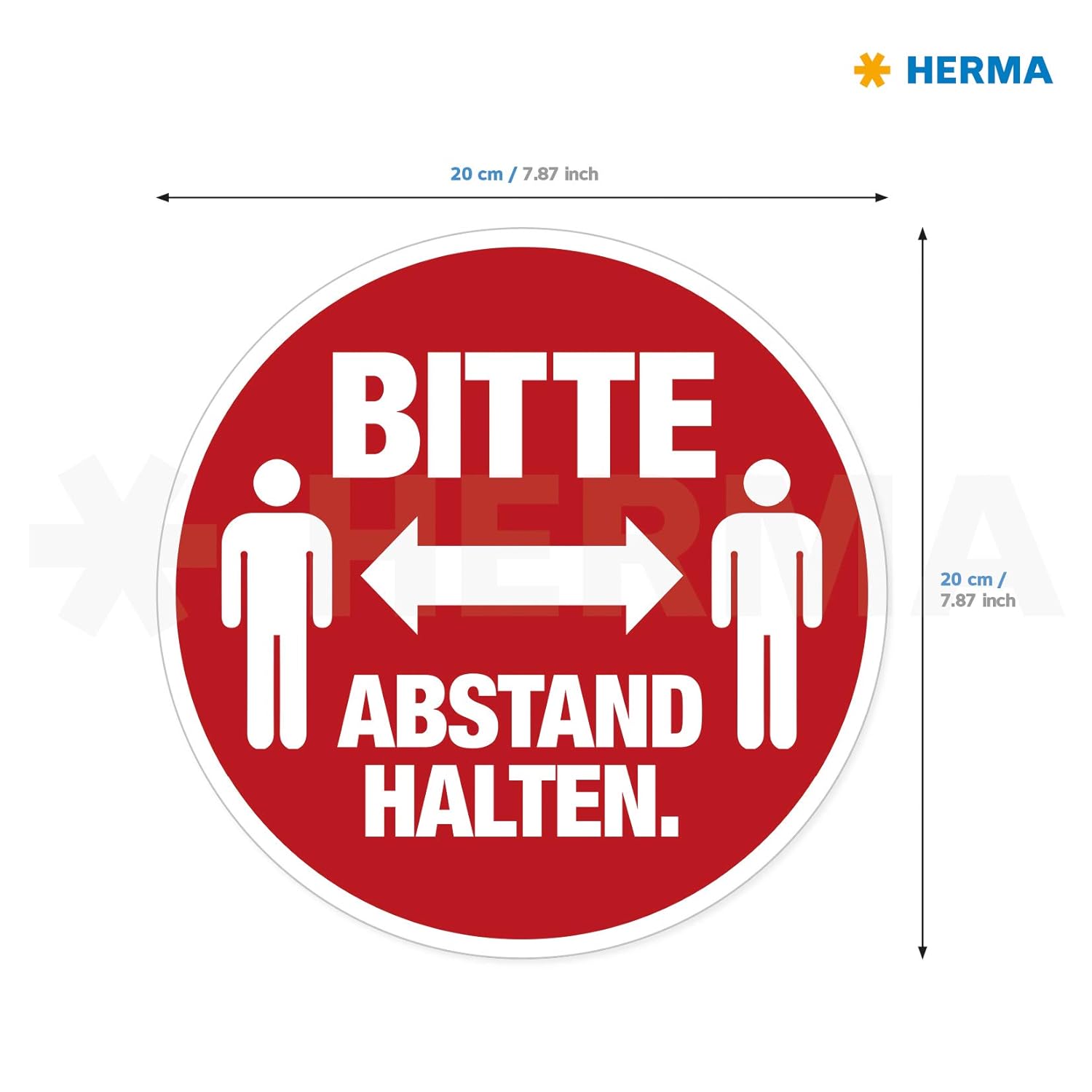 HERMA Floor Marking Sticker, Ø 20 cm, Please keep the distance, 5 Note sticker. Ø 20 cm Please keep the distance