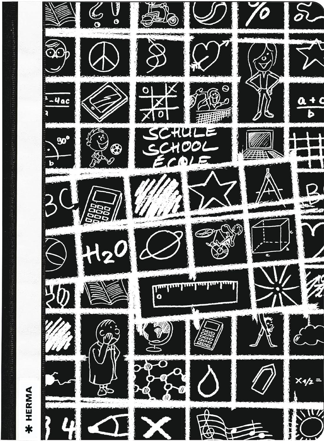 HERMA Schoolydoo 19369 File Folder A4 Black, Pack of 3, Plastic Folder with Labelling Strips and Metal Stapler, Sturdy Plastic File Folder Set for School and Office black Pack of 10