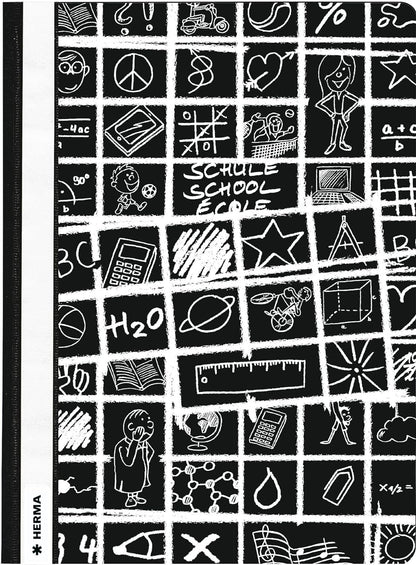 HERMA Schoolydoo 19369 File Folder A4 Black, Pack of 3, Plastic Folder with Labelling Strips and Metal Stapler, Sturdy Plastic File Folder Set for School and Office black Pack of 10