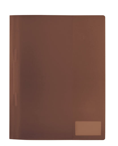 HERMA 19496 File Folder A4 Translucent Brown, Pack of 3, Plastic Folder with Labelling Label, Slip Pocket & Metal Staple Tongue, Sturdy Plastic File Folder Set for School and Office brown DIN A4 Pack of 3