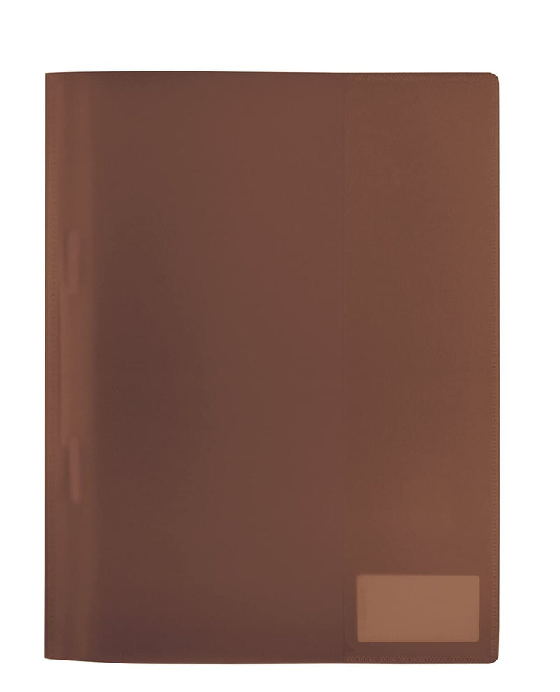 HERMA 19496 File Folder A4 Translucent Brown, Pack of 3, Plastic Folder with Labelling Label, Slip Pocket & Metal Staple Tongue, Sturdy Plastic File Folder Set for School and Office brown DIN A4 Pack of 3