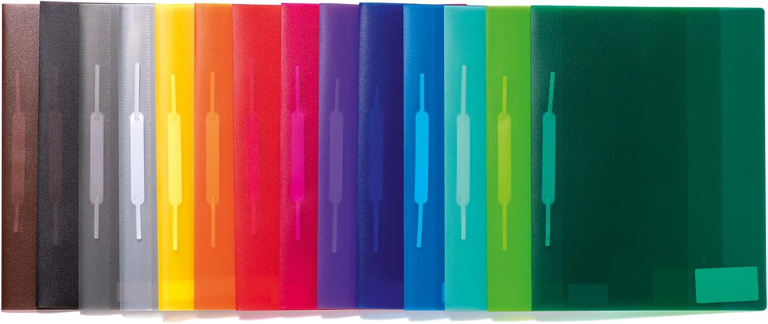 HERMA 19496 File Folder A4 Translucent Brown, Pack of 3, Plastic Folder with Labelling Label, Slip Pocket & Metal Staple Tongue, Sturdy Plastic File Folder Set for School and Office brown DIN A4 Pack of 3