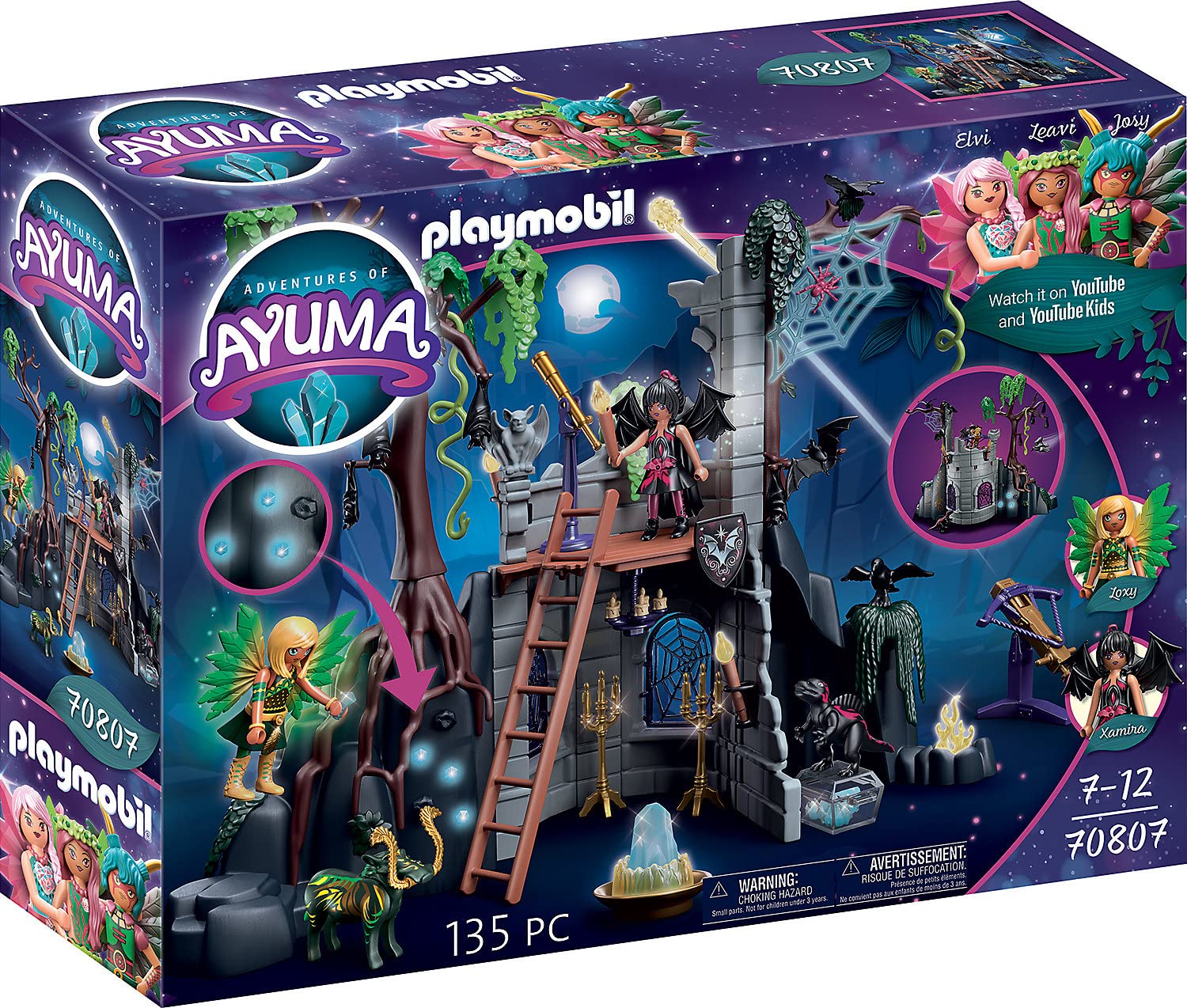 PLAYMOBIL Adventures of Ayuma 70807 Bat Fairies Ruine, Mit Lichteffekt, Spielzeug für Kinder ab 7 Jahren Single