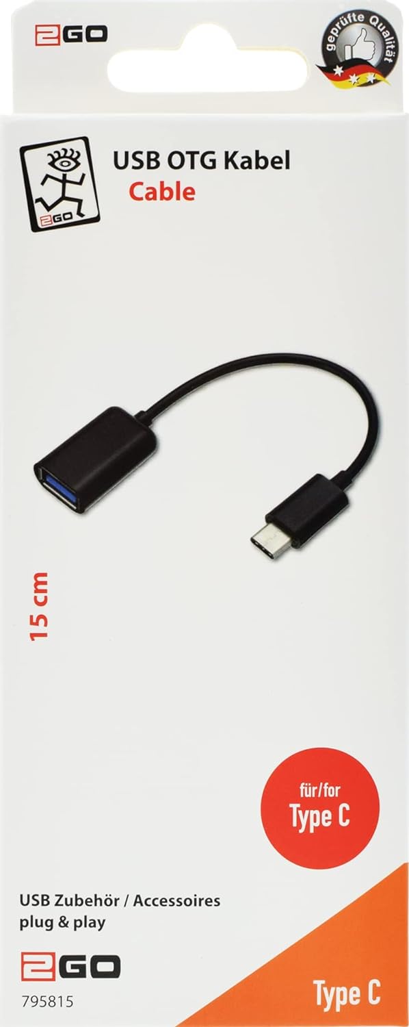 2GO USB OTG Host-Kabel USB Type C 15cm schwarz