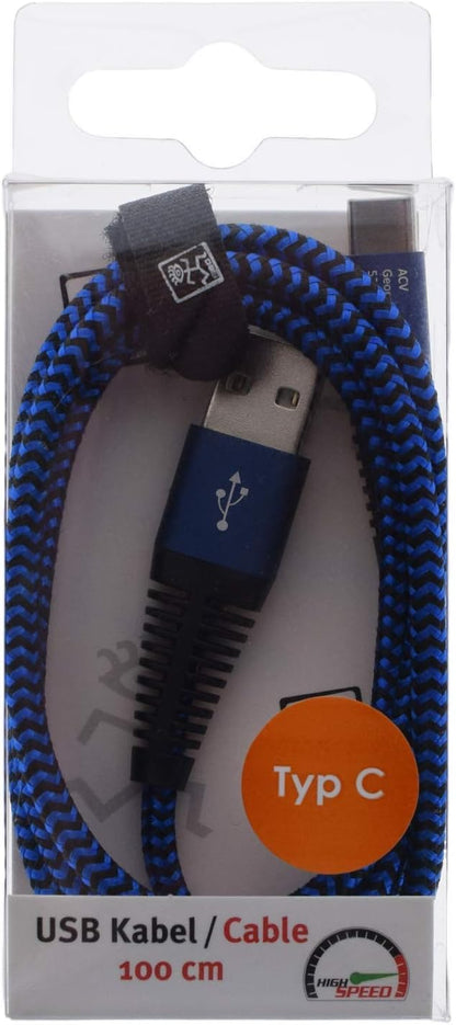 carstyling XXL 2GO USB Data Cable and Charging Cable 100 cm for USB Type-C 3.1 Blue