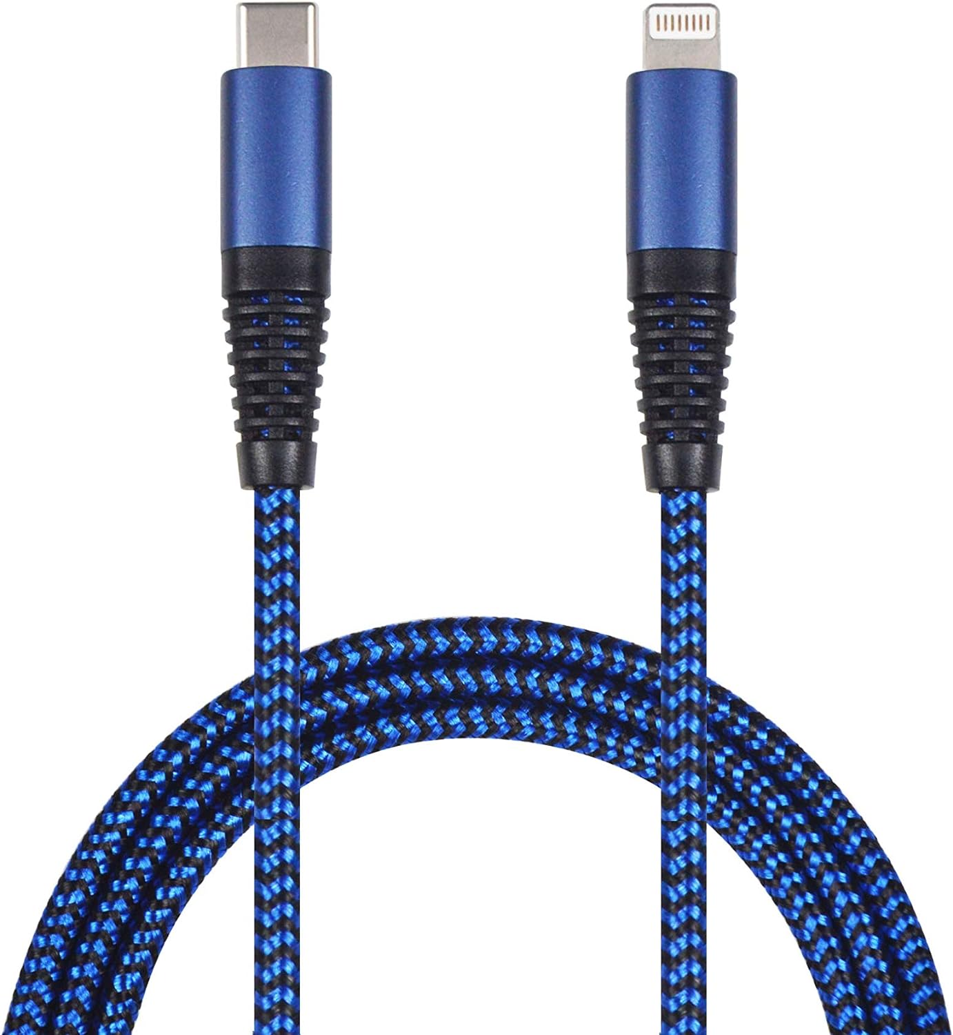 2GO USB C auf Lightning Kabel, 100cm lang, blau, Nylon-umflochtenes Ladekabel für iPhone SE/11/11 Pro/11 Pro max/X/XS/XR/XS Max / 8, unterstützt PD Laden,für USB-C Ladegeräte,20W FastCharge