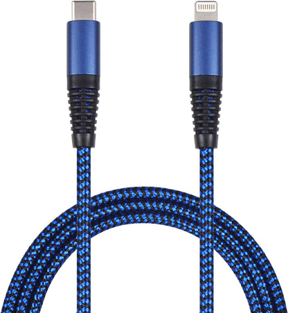 2GO USB C auf Lightning Kabel, 100cm lang, blau, Nylon-umflochtenes Ladekabel für iPhone SE/11/11 Pro/11 Pro max/X/XS/XR/XS Max / 8, unterstützt PD Laden,für USB-C Ladegeräte,20W FastCharge