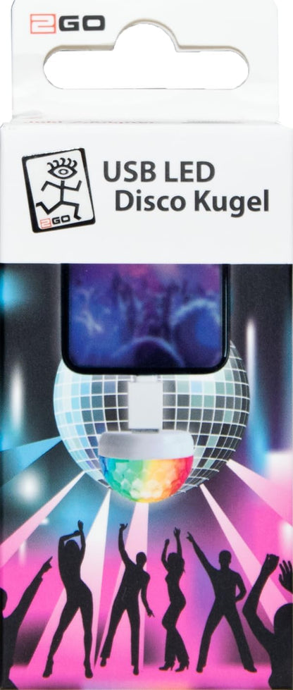 2GO USB LED Disco Ball with 3 Adapters White