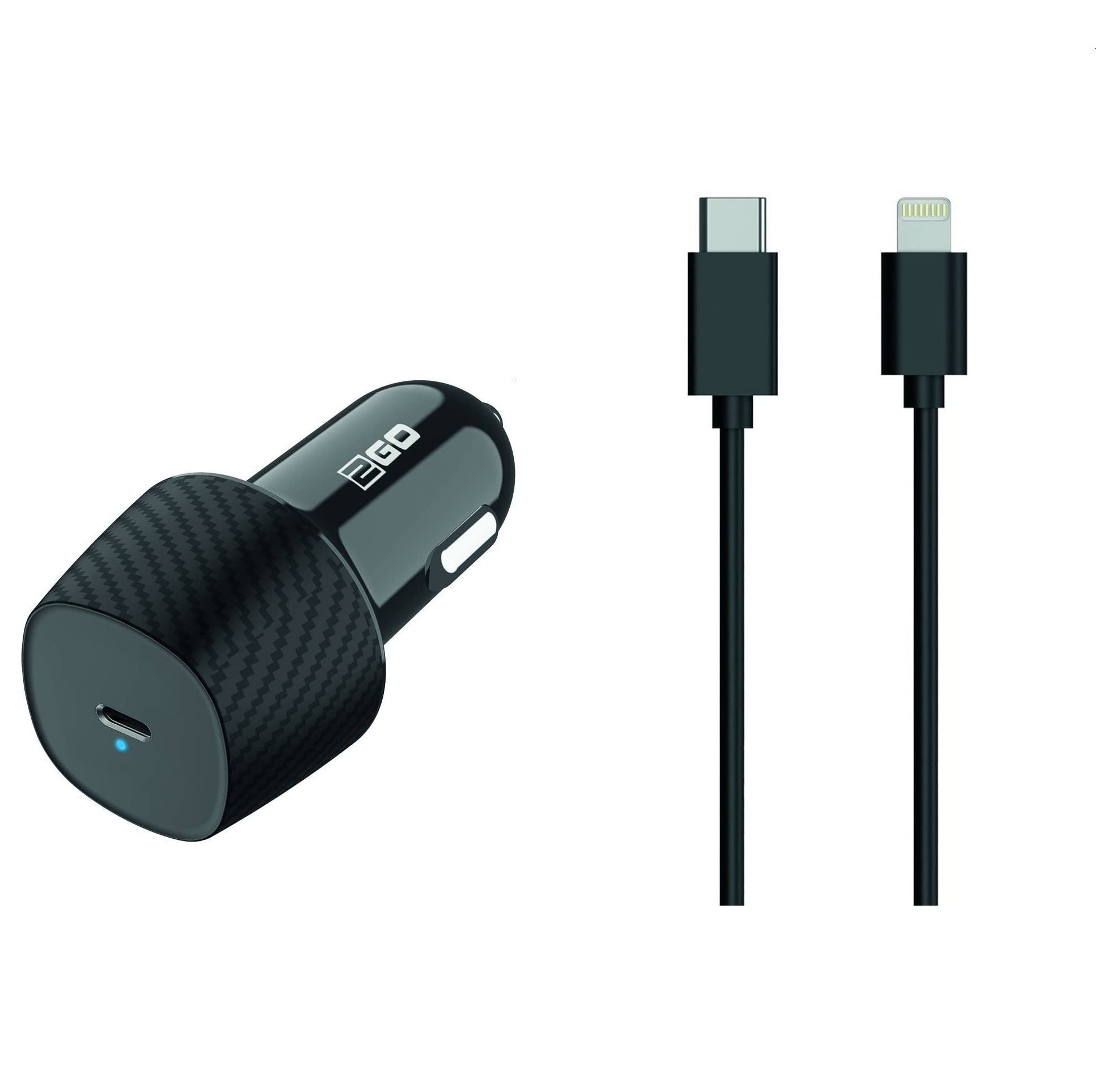 2GO Lightning Power Delivery Mains Charger (2-tl) Black