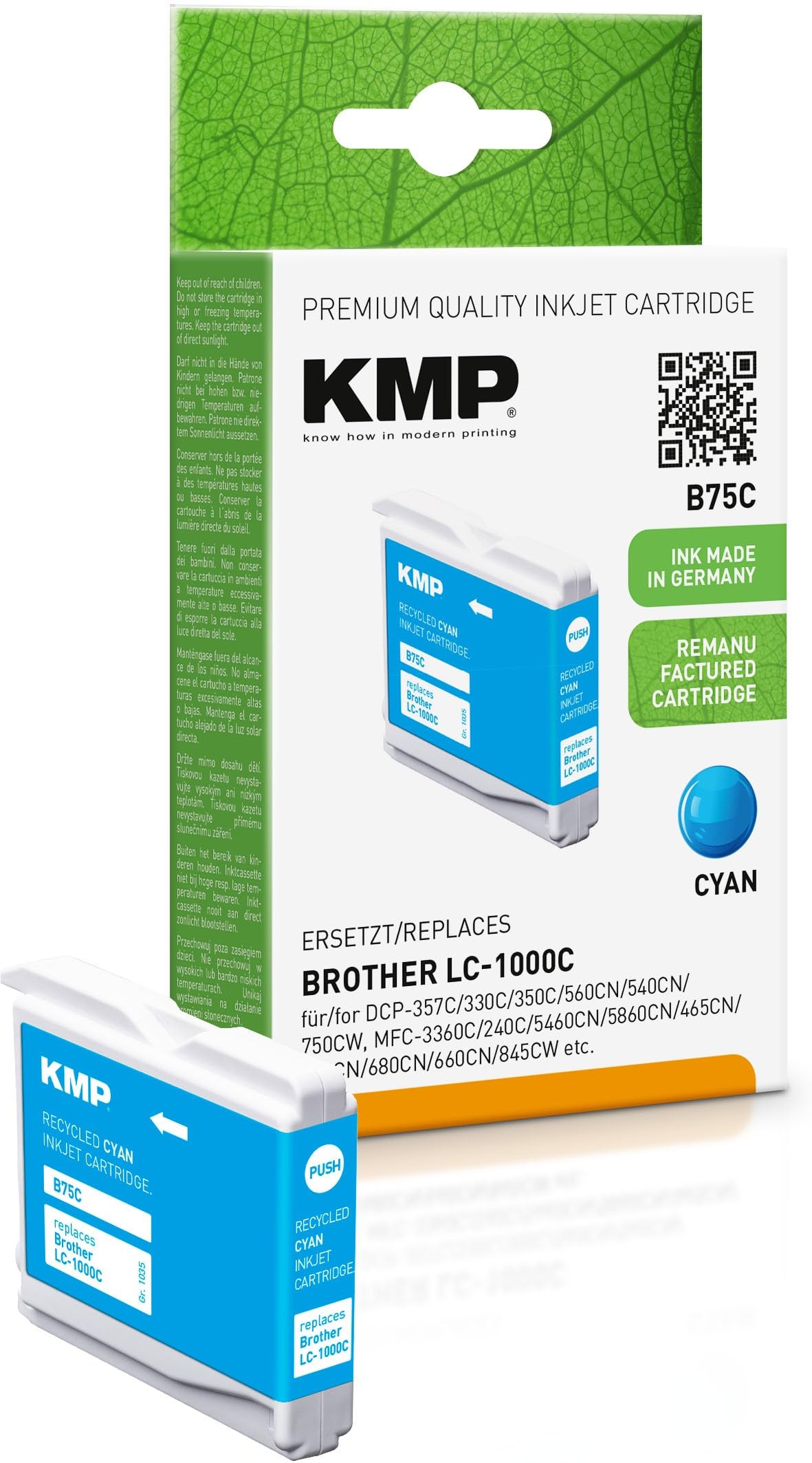 KMP Patrone Brother LC-1000C LC51C 400 S. cyan rem