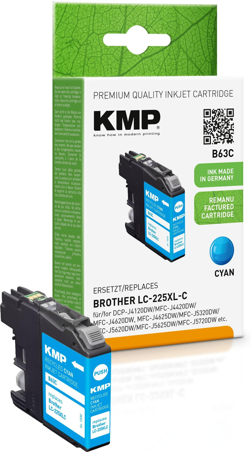 KMP Patrone Brother LC-225XLC 1200 S. cyan reman
