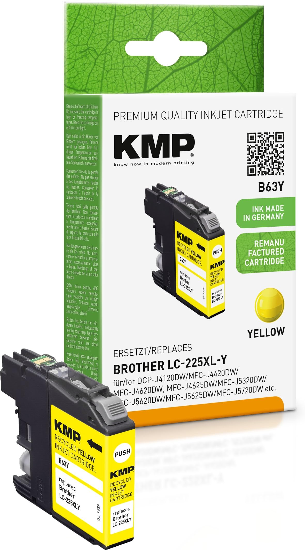 KMP Patrone Brother LC-225XLY 1200 S. yellow rem