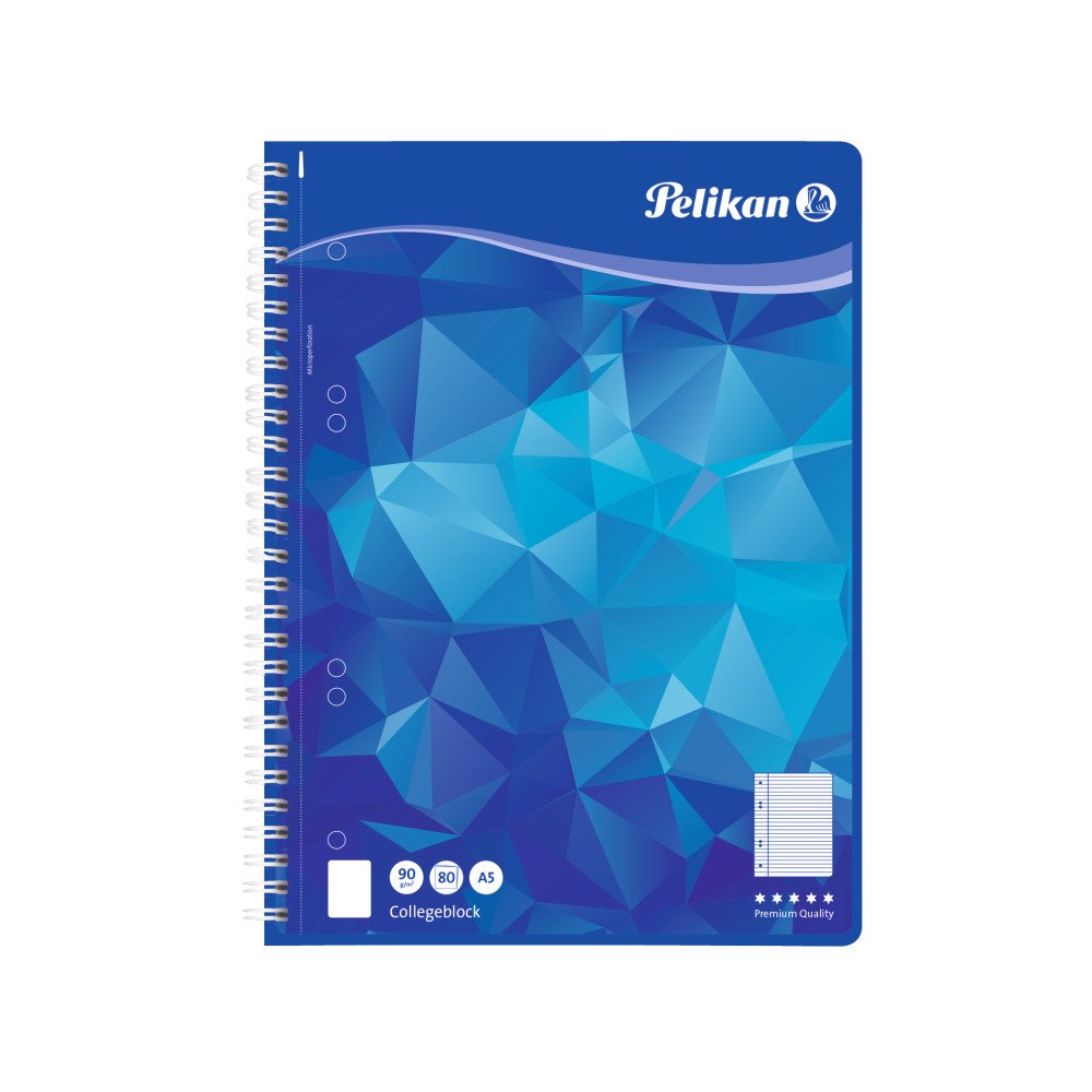 Pelikan 100120 Spiral Pad A5 80 Sheets Line Style 27 (Lined) School Writing Paper 90 g/m² FSC Mix White