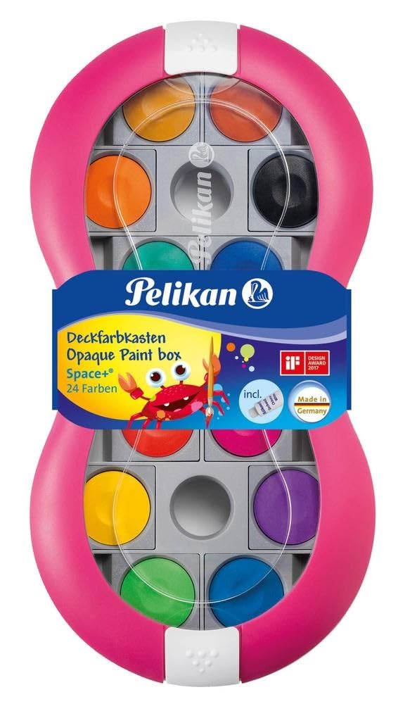 Pelikan Space+ 700016 Opaque Paint Box with 24 Integrated Mixing Palettes, Colour: Magenta, Pack of 1, Multi-Coloured 1 Stück (1er Pack)