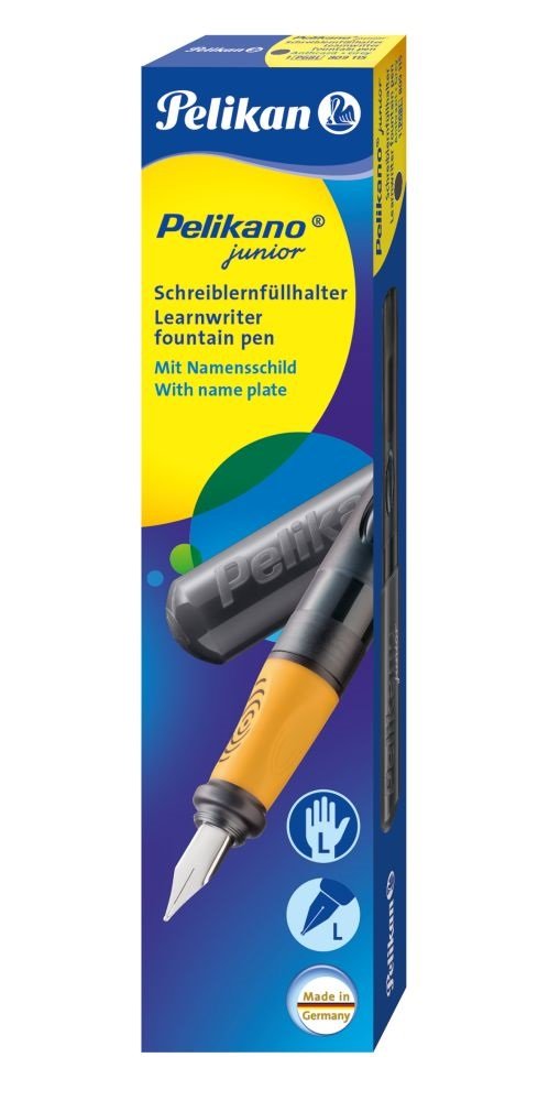 Pelikan 809115 Pelikano-Füller Junior, Feder A (für Anfänger), für Linkshänder, anthrazit, 1 Stück anthrazit 1 stück (1er Pack) für Linkshänder