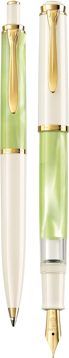 Pelikan Füllhalter Classic 200, Pastell-Grün, Feder B (breit), hochwertiger Kolbenfüller im Geschenk-Etui, 815321 Füllhalter Feder B (breit)